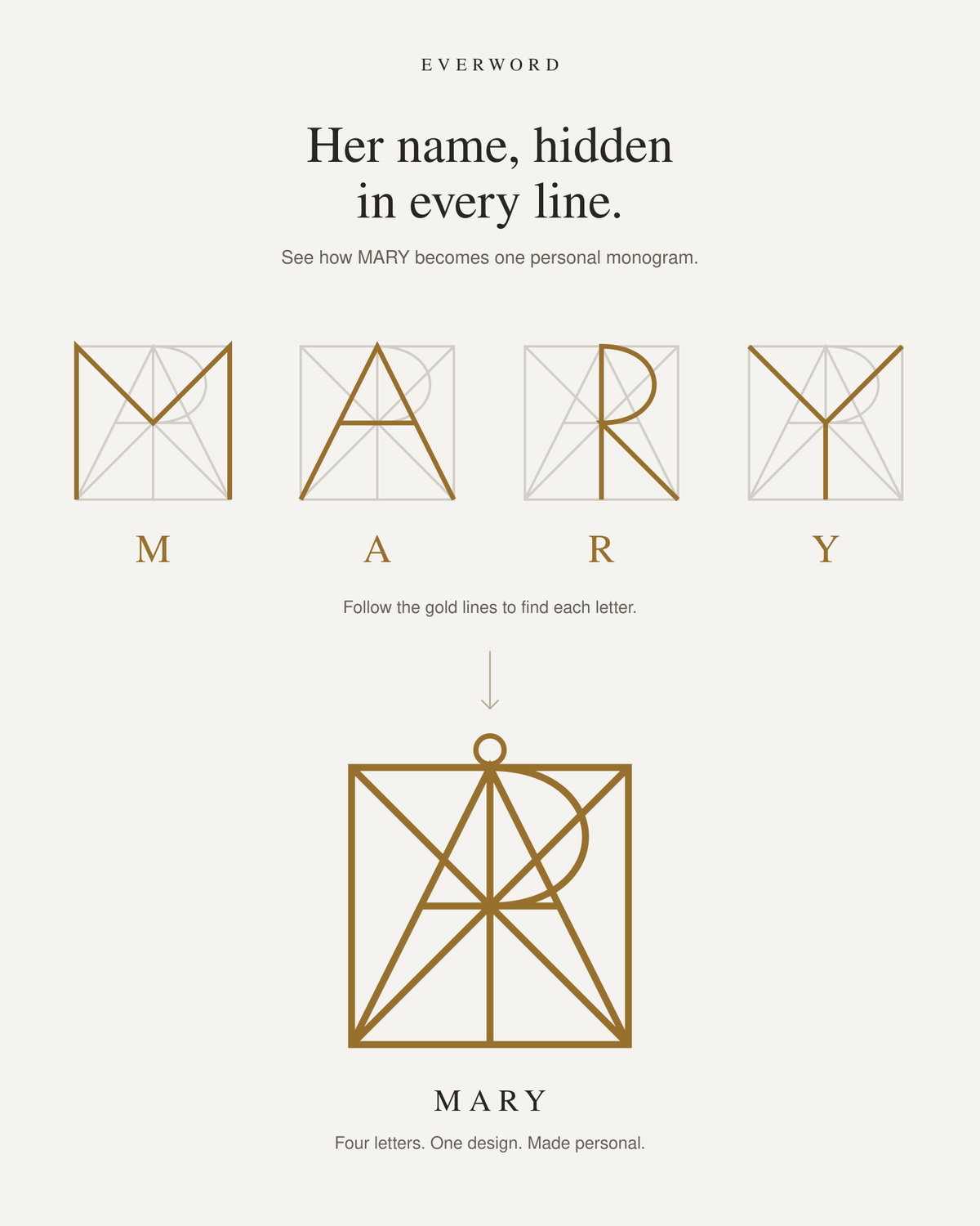 Personalized Geometric Monogram Name Necklace