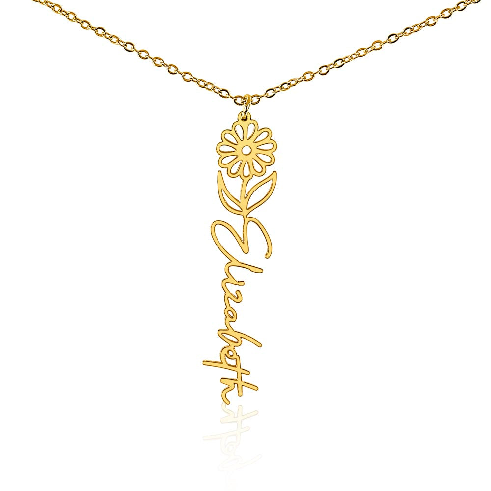 My Dear Daughter: Personalized Birth Flower Name Necklace