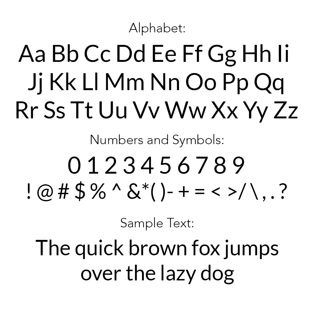 Lettering guide showing uppercase and lowercase letters, numbers and symbols for the women's engraved ring.